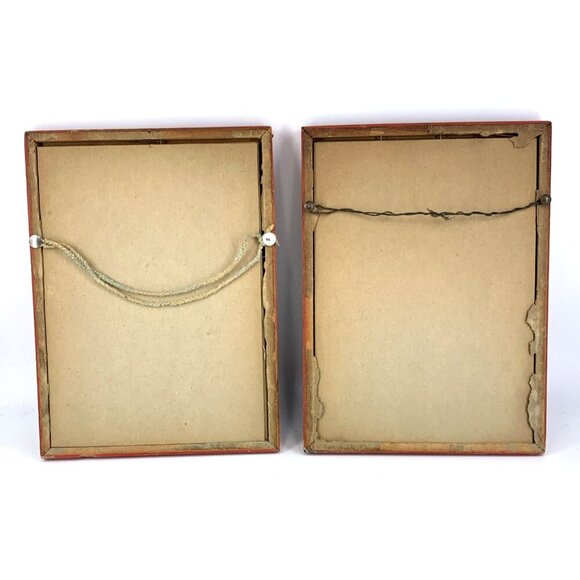 Silhouette Painting on Reverse Domed Glass Pictures of Couple Victorian Lot of 2 - Picture 6 of 8